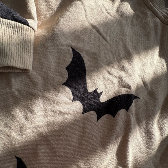 Bums and Roses Bat Print Beige Sweatshirt - Picture 2 of 5